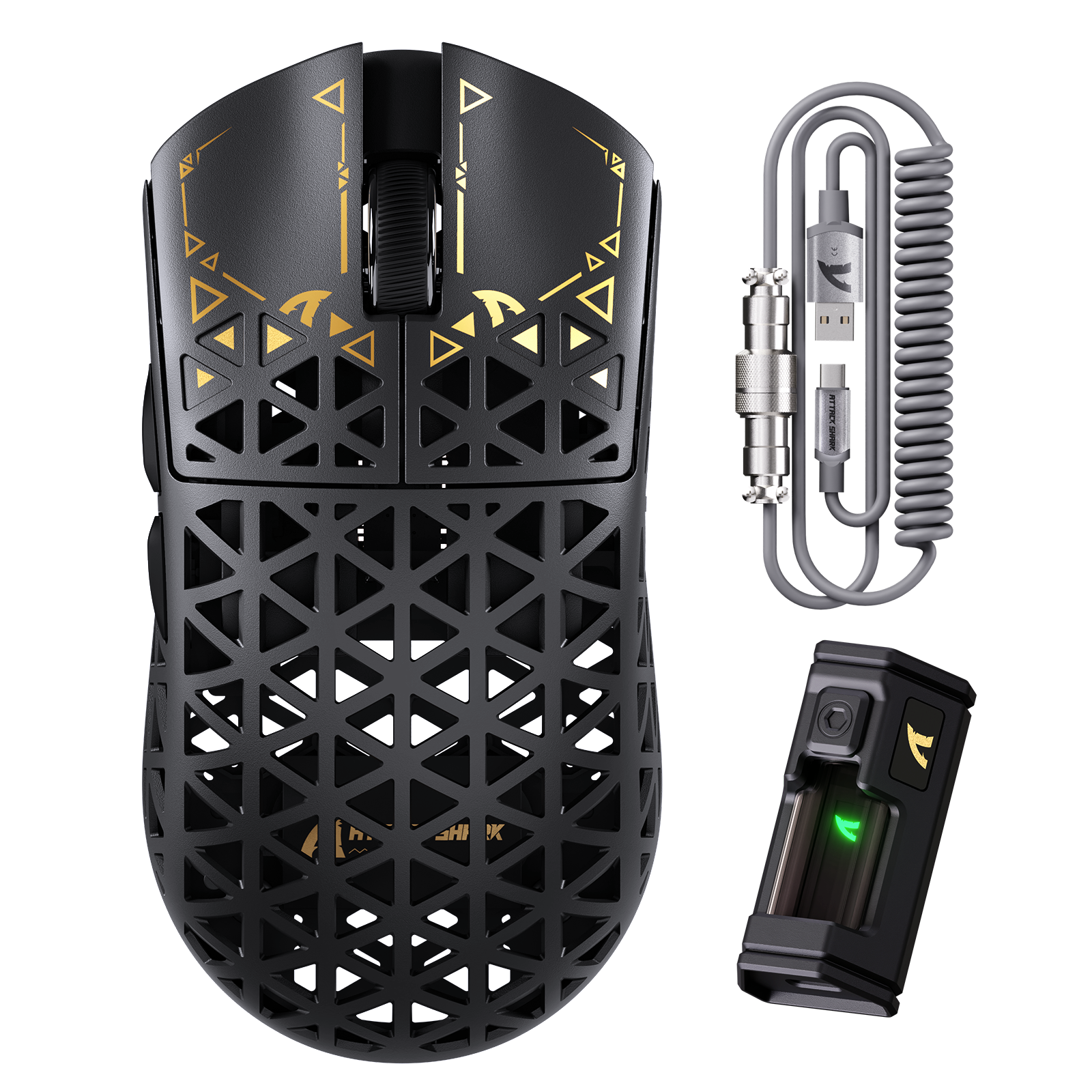 ATTACK SHARK R5 ULTRA カーボンファイバー ワイヤレス 8K PAW3950MAX ゲーミングマウス 8K コイルケーブル付き