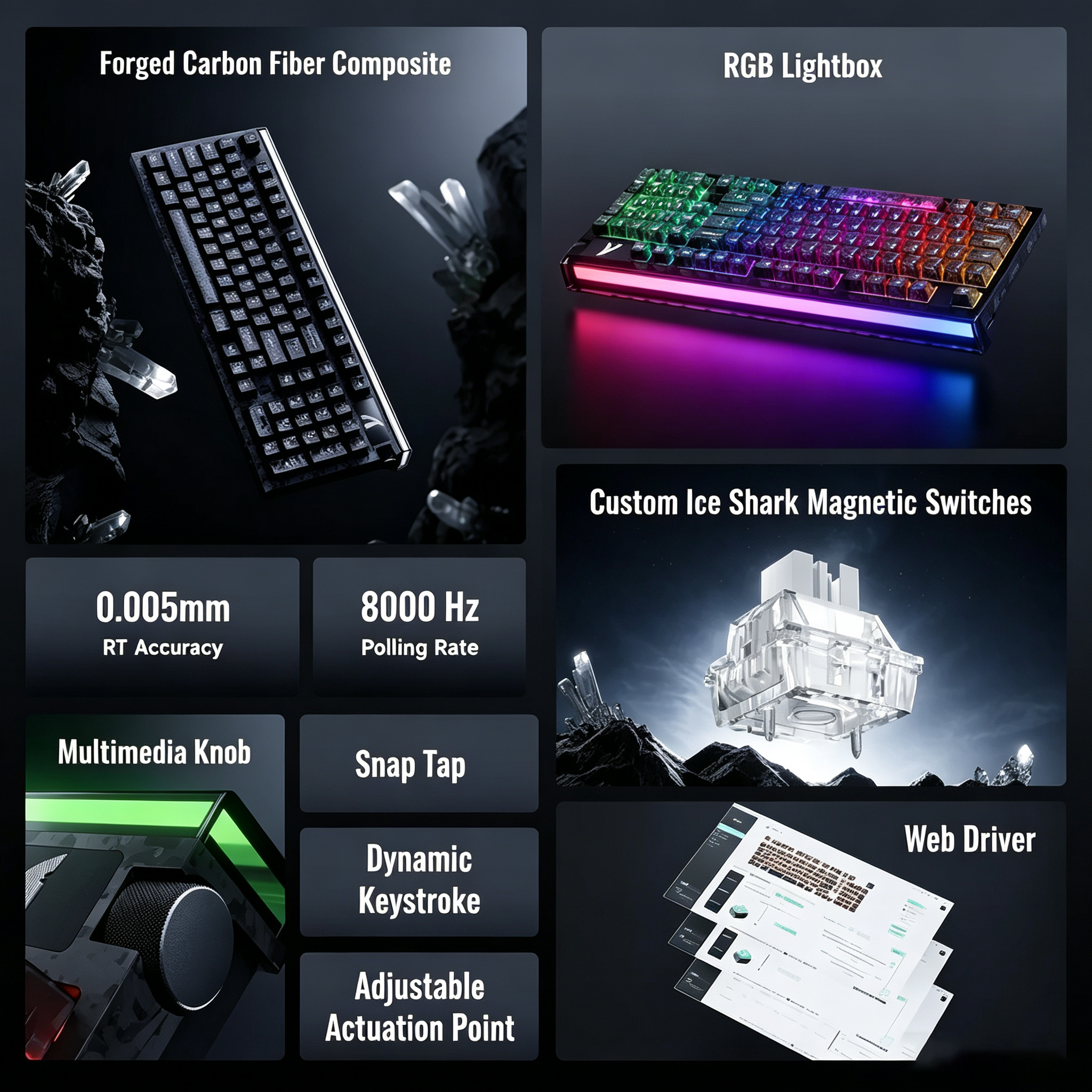 ATTACK SHARK R98 HE カーボンファイバー有線ラピッドトリガー磁気スイッチキーボード C01 Ultra RGB コイルケーブル付き