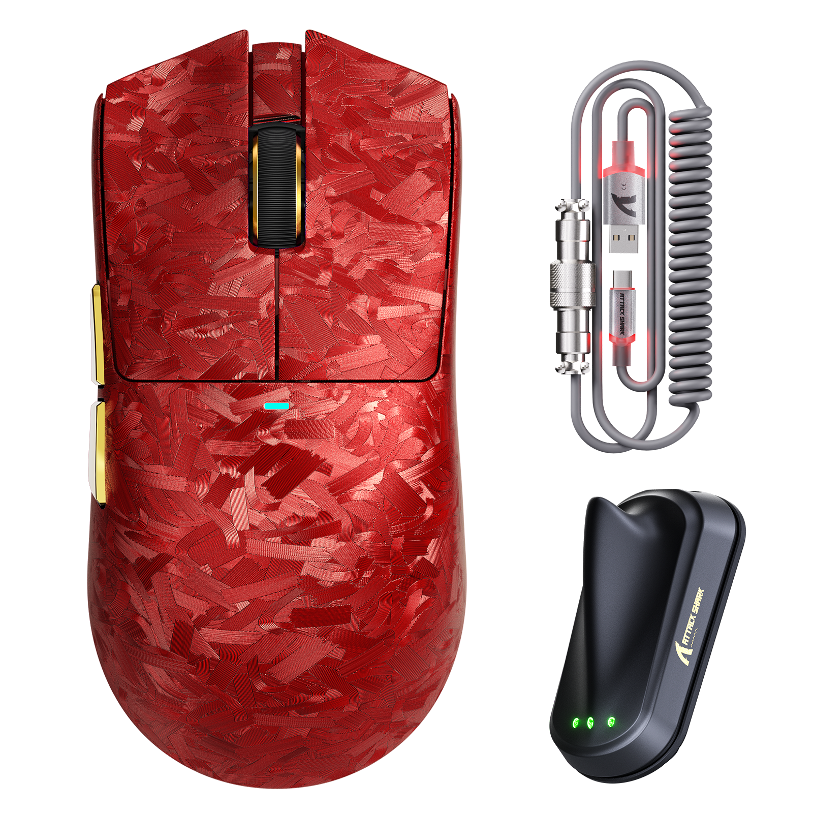 ATTACK SHARK X11 ULTRA カーボンファイバー ワイヤレス ゲーミングマウス C06 Ultra LED ケーブル付き