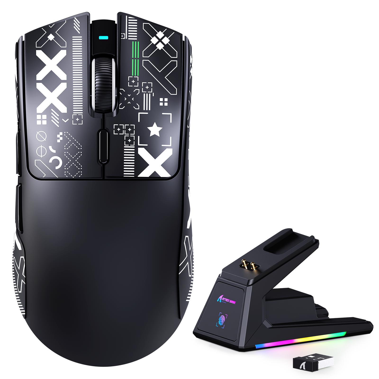 ATTACK SHARK X1 トリモード ゲーミングマウス タッチパッド RGB 充電ドック PAW3395PRO センサー搭載
