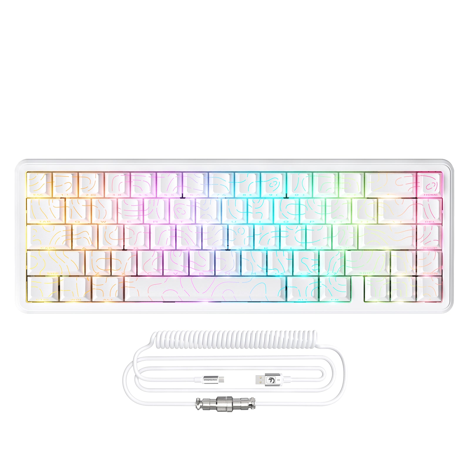 ATTACK SHARK X65 HE 磁気スイッチ ラピッドトリガーキーボード 8Khz コイルケーブル付き