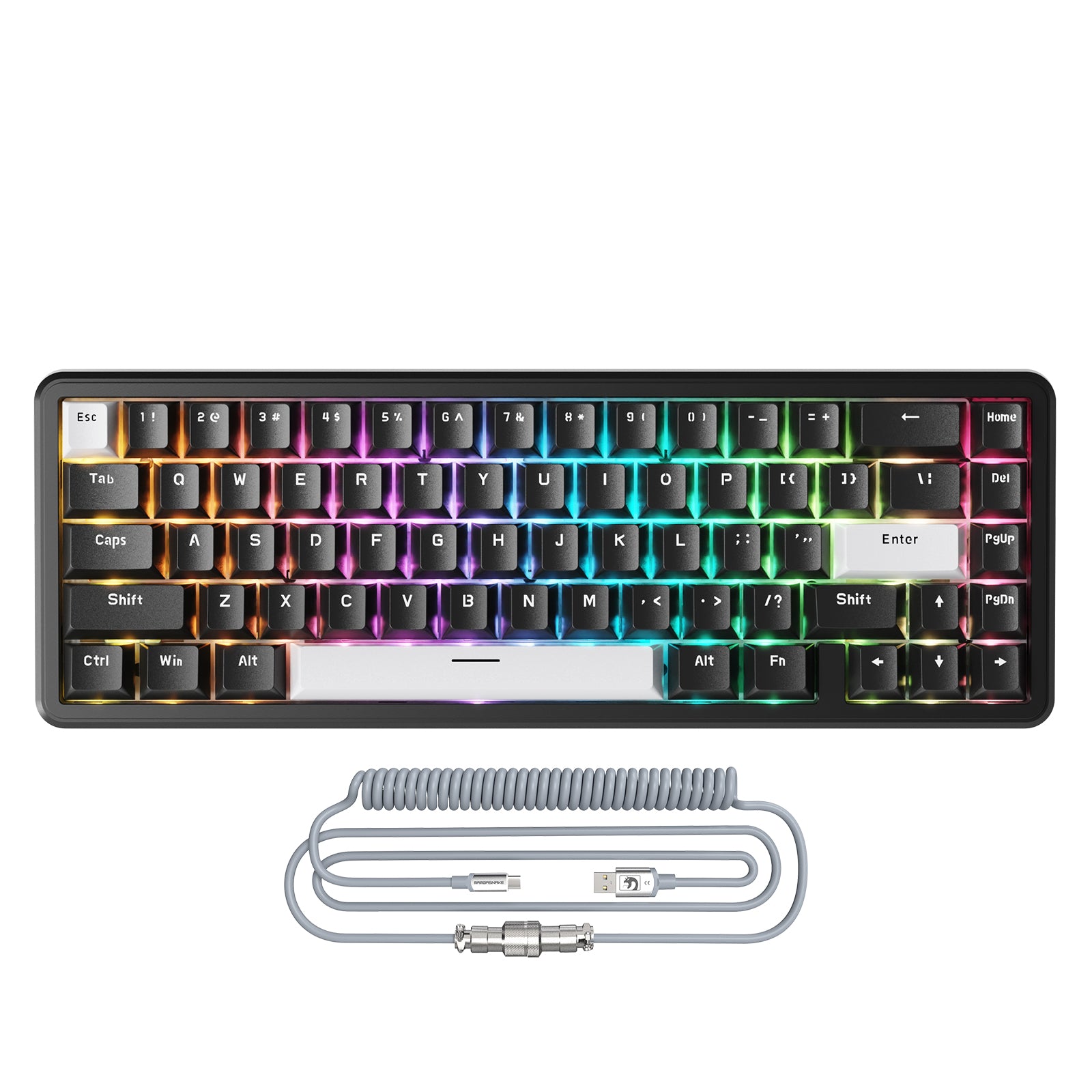 ATTACK SHARK X65 HE 磁気スイッチ ラピッドトリガーキーボード 8Khz コイルケーブル付き