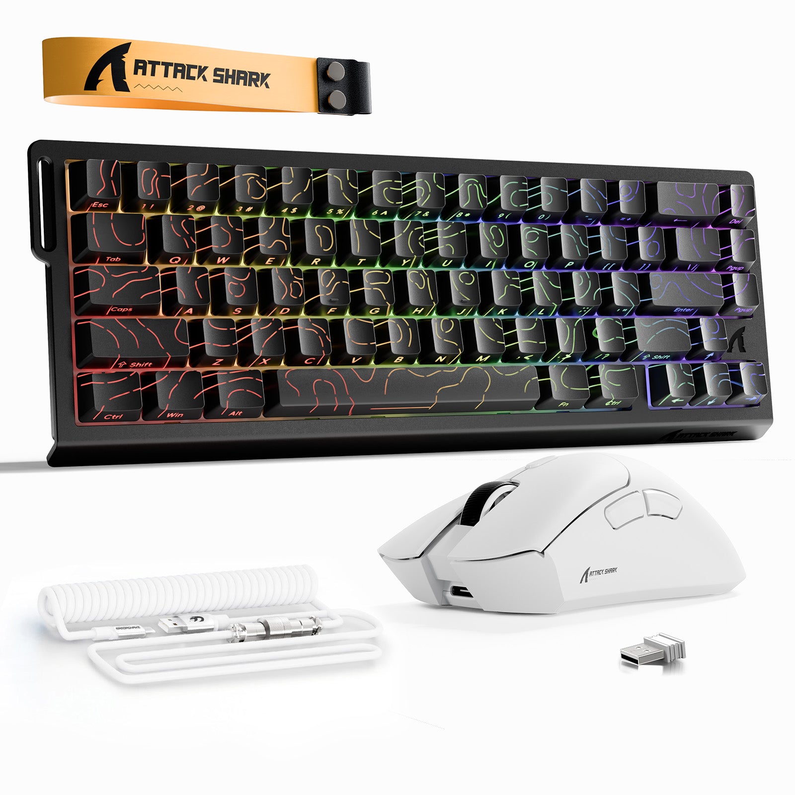 ATTACK SHARK X68HE ラピッドトリガーキーボード + R1 ワイヤレス ゲーミングマウス + C01 コイルケーブル バンドル