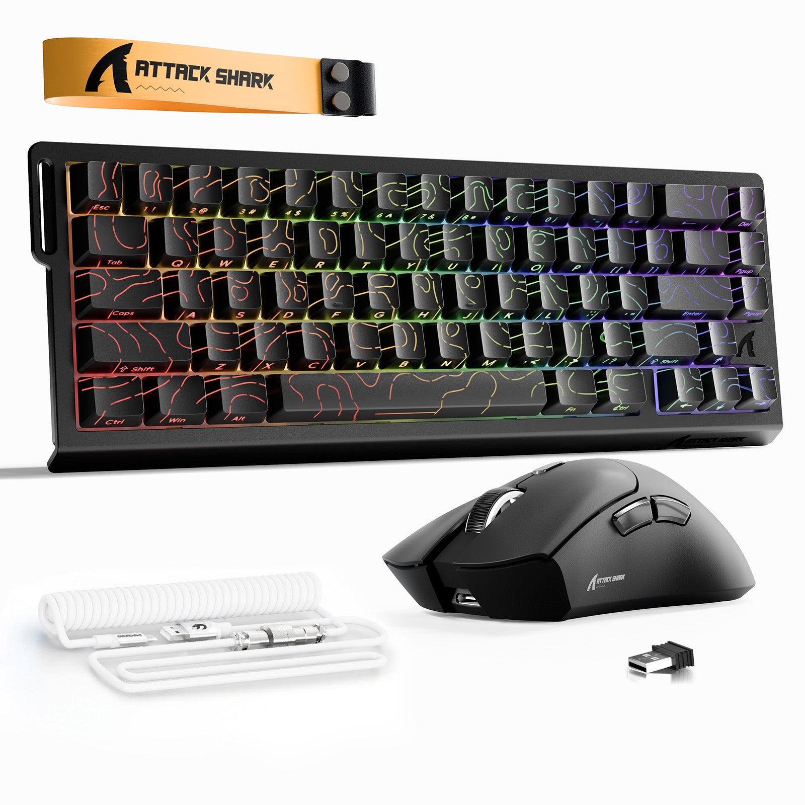 ATTACK SHARK X68HE ラピッドトリガーキーボード + R1 ワイヤレス ゲーミングマウス + C01 コイルケーブル バンドル