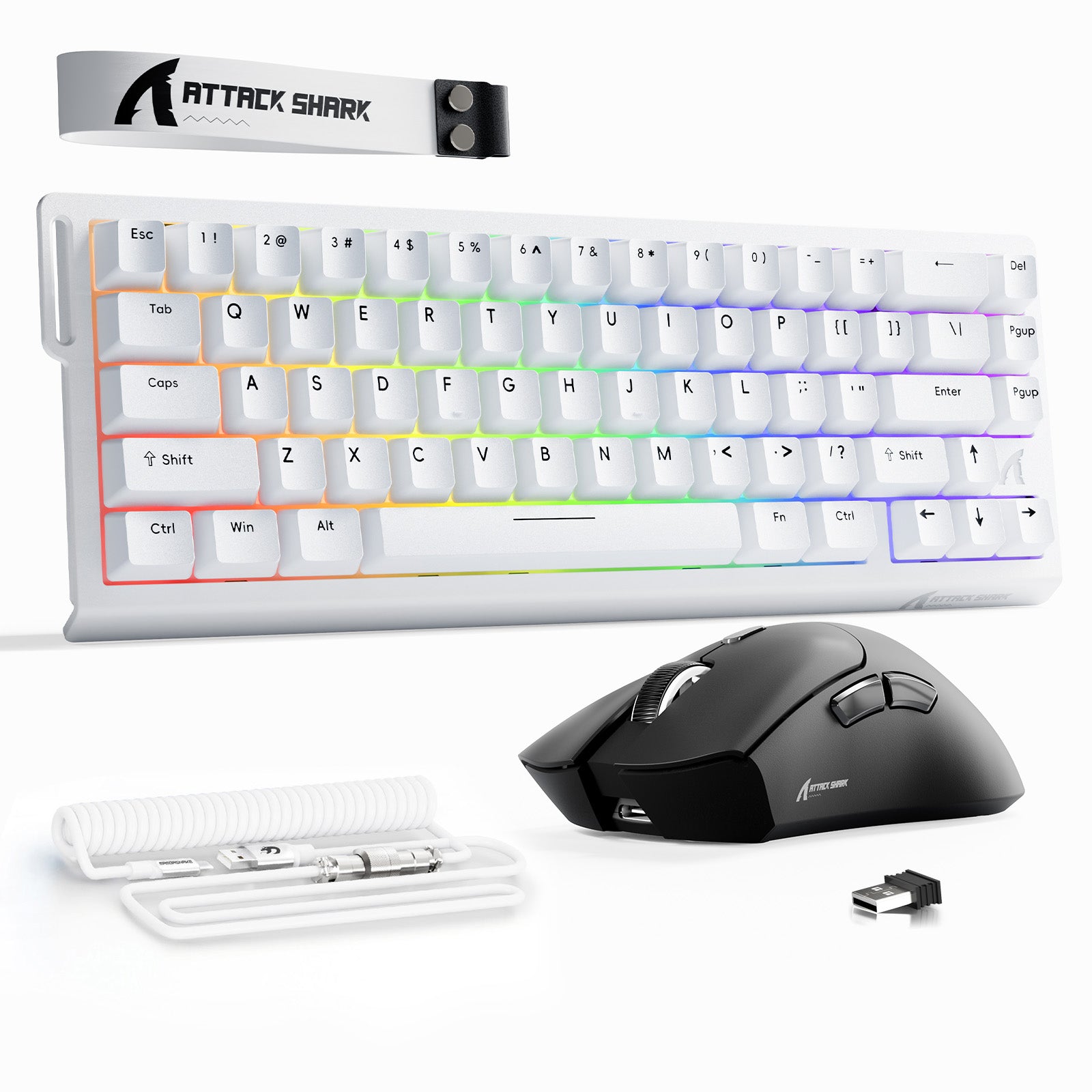 ATTACK SHARK X68HE ラピッドトリガーキーボード + R1 ワイヤレス ゲーミングマウス + C01 コイルケーブル バンドル