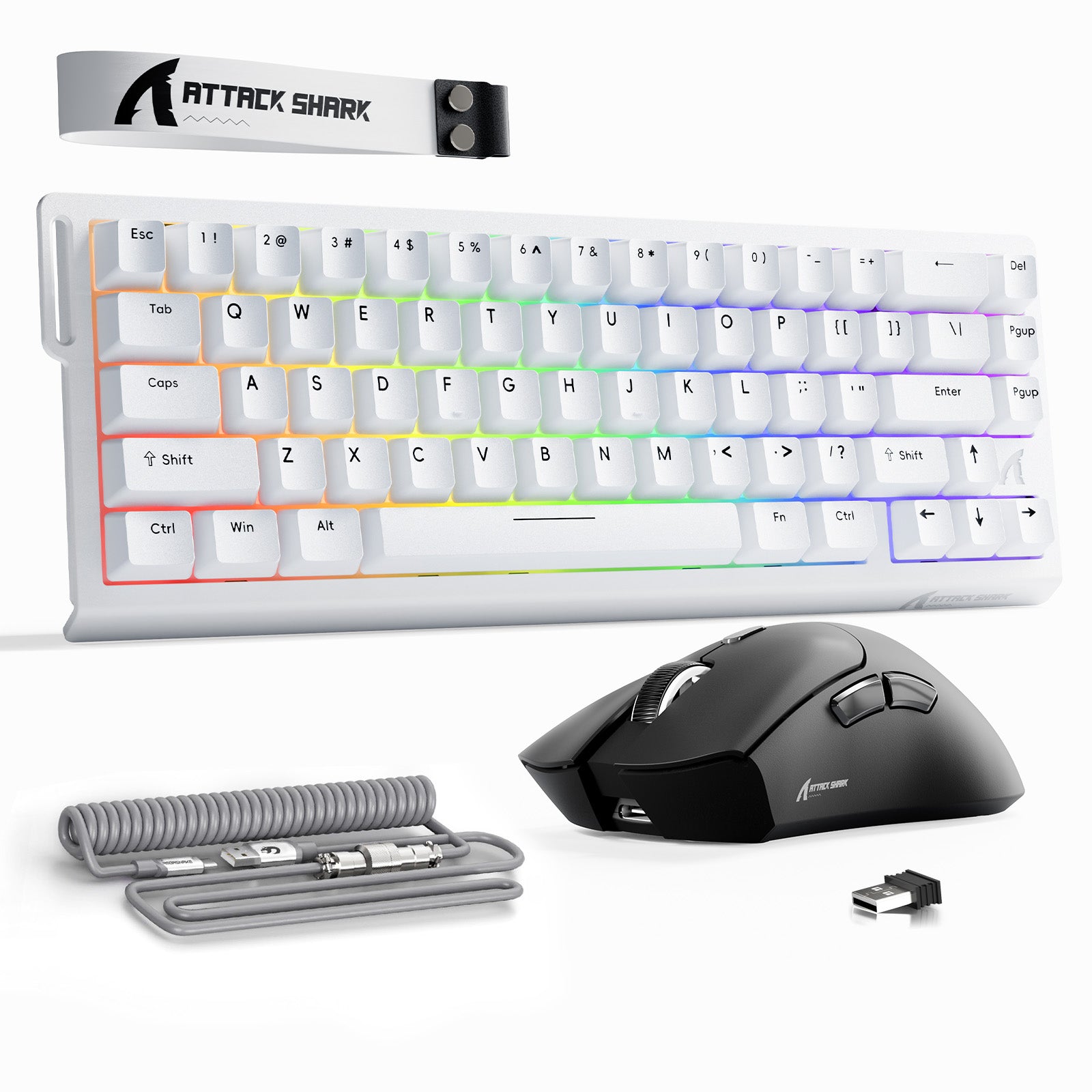 ATTACK SHARK X68HE ラピッドトリガーキーボード + R1 ワイヤレス ゲーミングマウス + C01 コイルケーブル バンドル