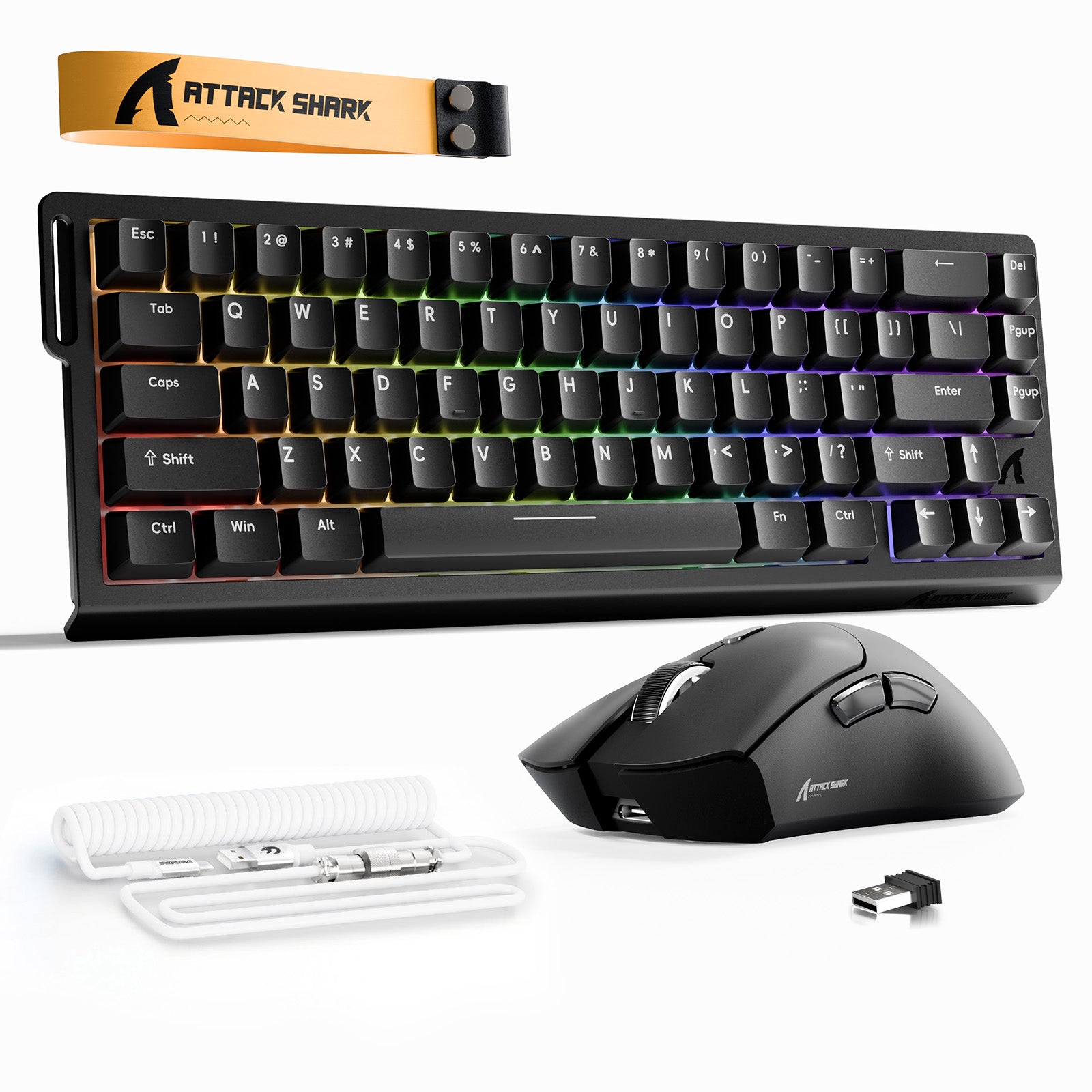 ATTACK SHARK X68HE ラピッドトリガーキーボード + R1 ワイヤレス ゲーミングマウス + C01 コイルケーブル バンドル