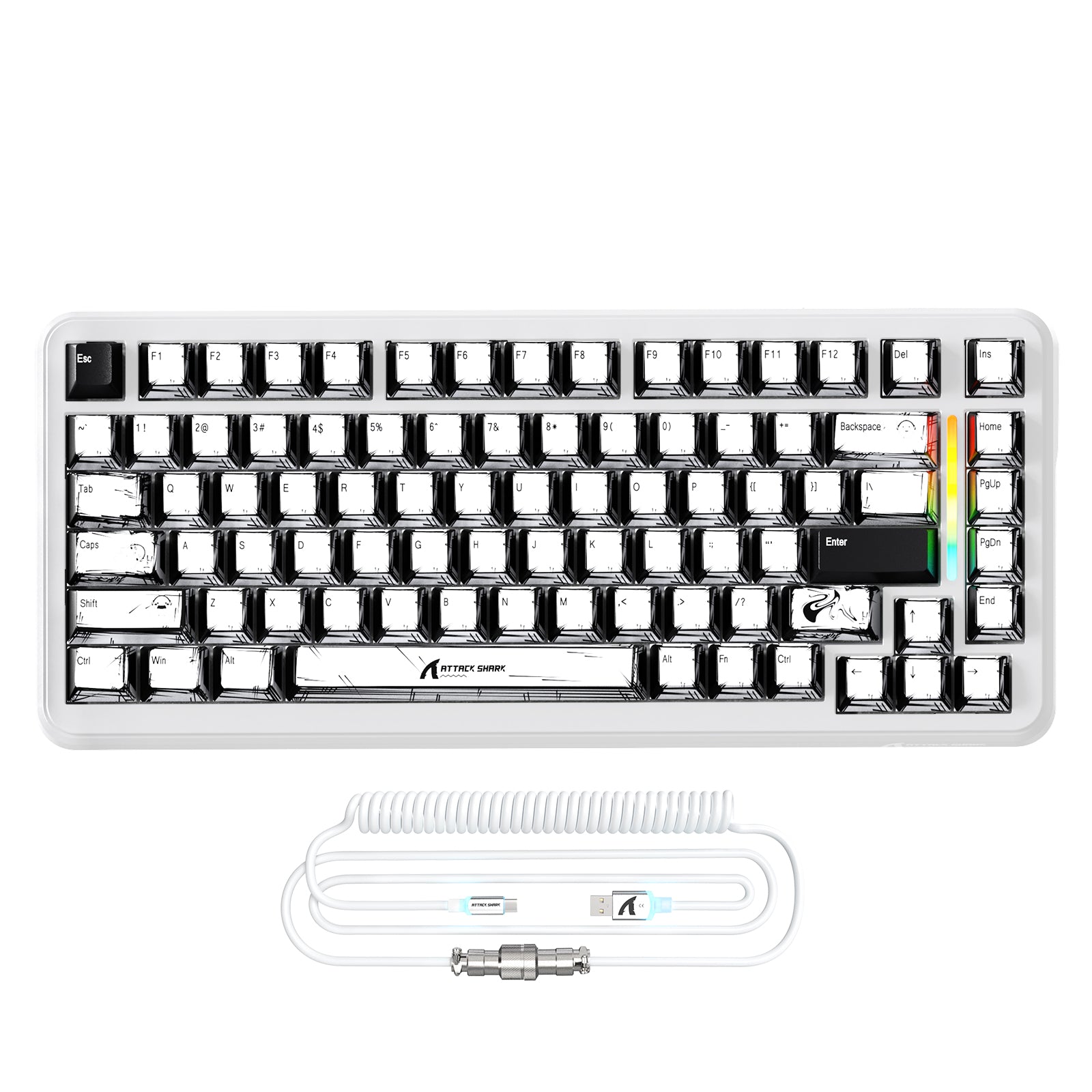 ATTACK SHARK X82PRO HE 磁気キーボード C01Ultra RGB コイルケーブル付き