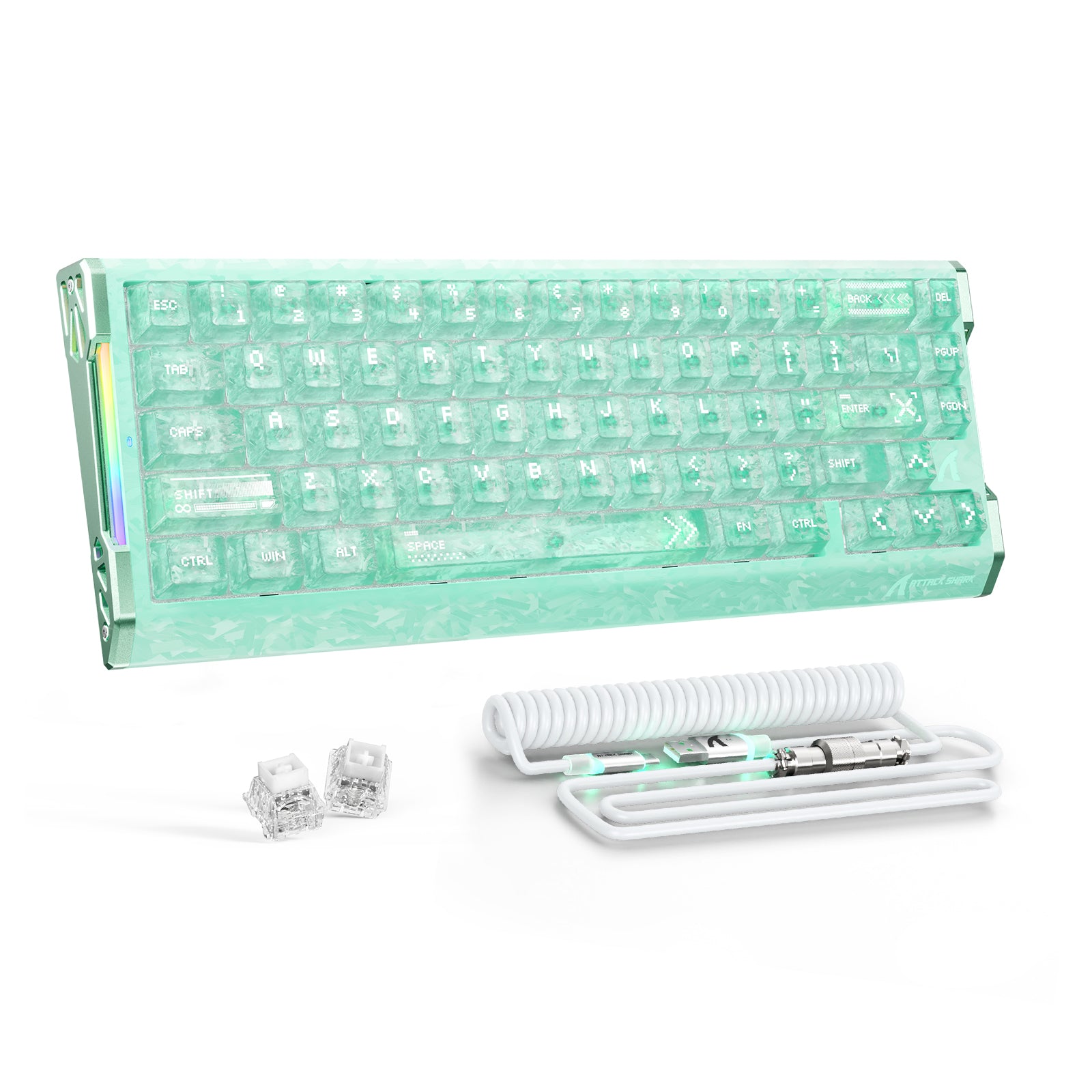 ATTACK SHARK R68 HE カーボンファイバー有線ラピッドトリガーマグネティックスイッチキーボード（C01 Ultra RGBコイルケーブル付属）